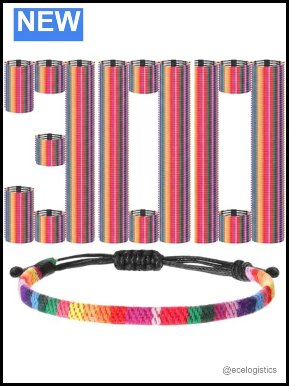 Pride Bracelets 300 Pcs Rainbow Braided Rope Adjustable Friendship Bracelet Set